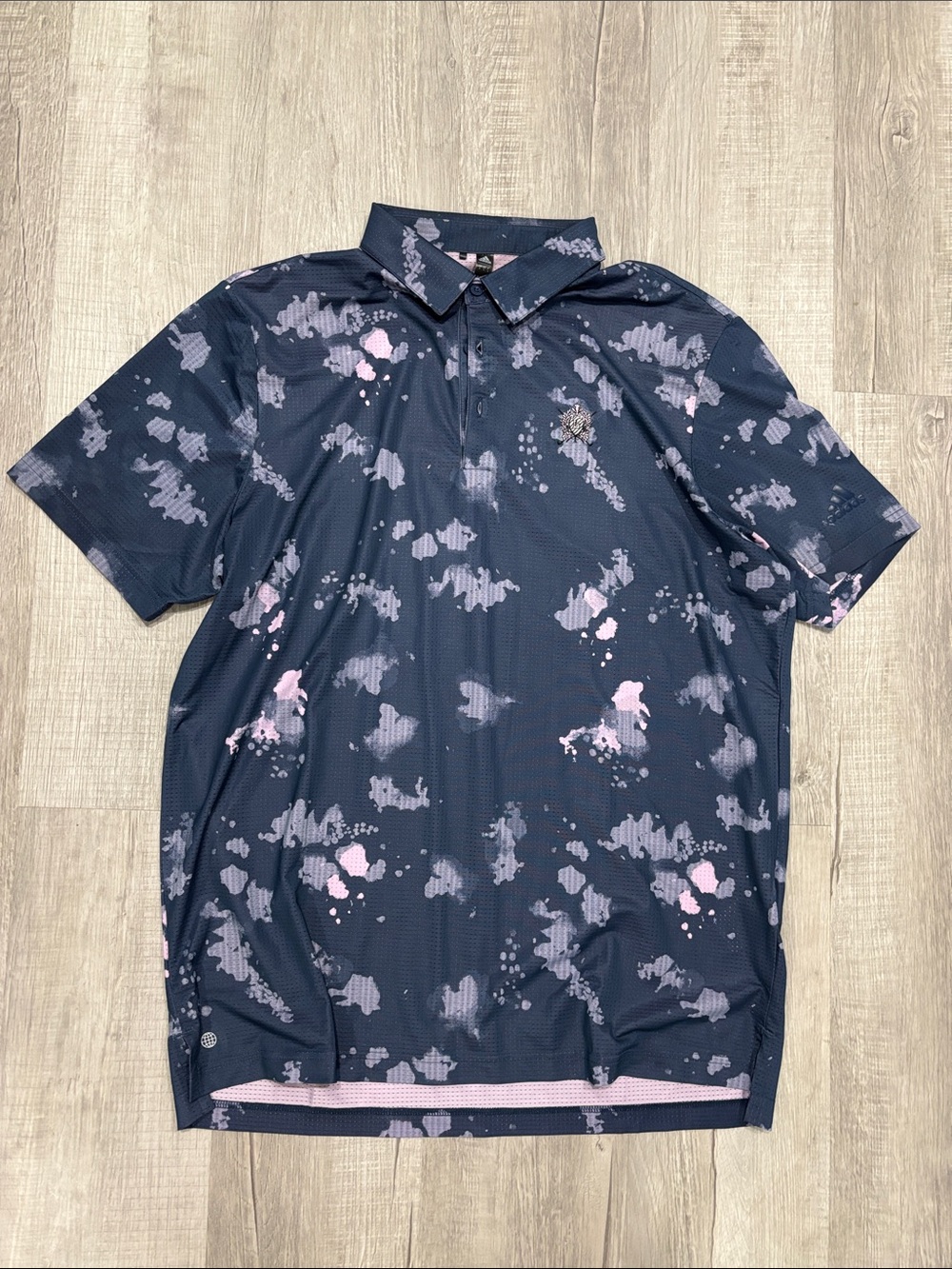 Men's adidas Navy Polo Shirt with Pink Accent